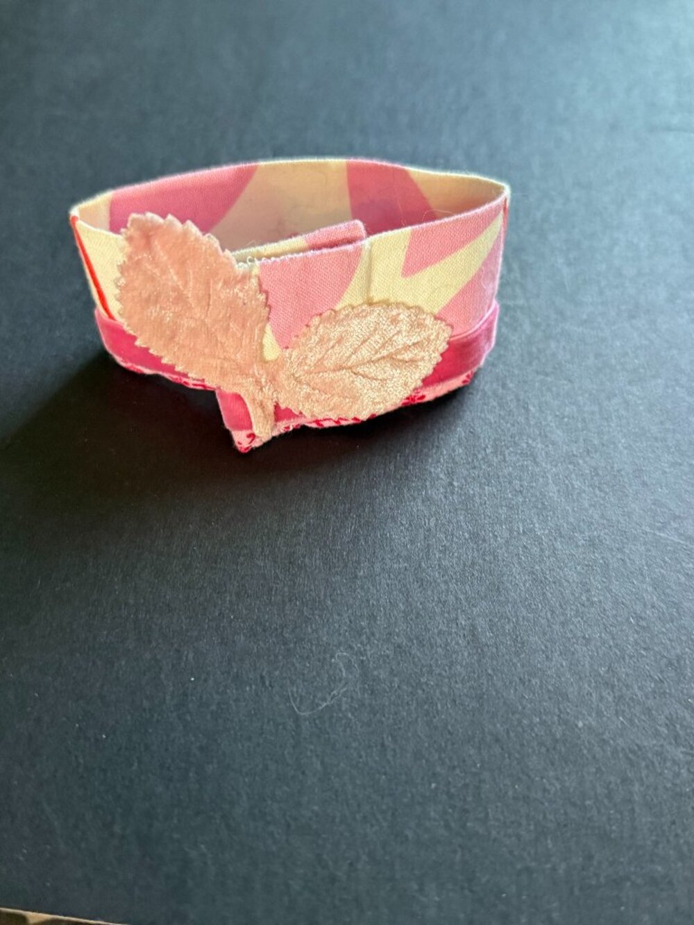 Artist Made Boho Cuff Fabric Pinks, white
